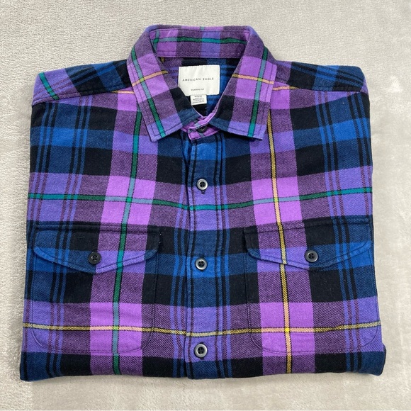 American Eagle Outfitters Other - American Eagle Seriously Soft Purple Plaid Flannel Classic Fit Men's Sz M